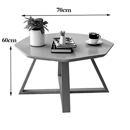 Table à café bois massif rond salon meuble angle bureau 70cm