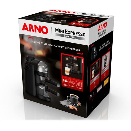 Cafeteira Espresso Arno Mini Espresso Compacta 1000W com acabamento Inox, bico vaporizador para leit