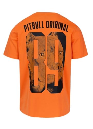 PITBULL Męski T-shirt bawełniany klasyczny regularny krój męski Pit Bull West Coast Eighty Nine Dog bawełna t-shirt z nadrukiem letnia koszulka sportowa, pomarańczowy, M