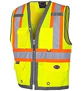 Pioneer Hi Vis 300D Oxford Poly Mesh Surveyor's Safety Vest - Mesh Back- Zipper Closure - Hi Vis ...
