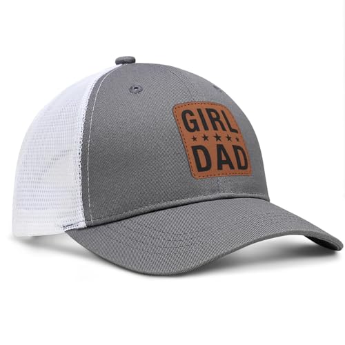 Image of Girl Father Daddy Dad Leather Patch Hat Birthday for Dad Papa from Daughter Son Adjustable Trucker Hat
