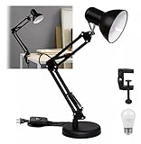 SELECTSHOP Lampara De Escritorio 2 En 1 Con Base De Metal Abrazadera Tipo C Lampara Clasica Elegante Lampara De Oficina Con...