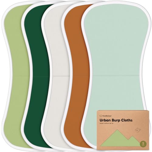 Image of Organic Burp Cloths for Baby Boys and Girls - 5-Pack Ultra Absorbent Burping Cloth, Burp Clothes, Newborn Towel, Milk Spit Up Rags, Burpy Cloth Bib for Unisex, Boy, Girl, Burping Rags (Hunter)