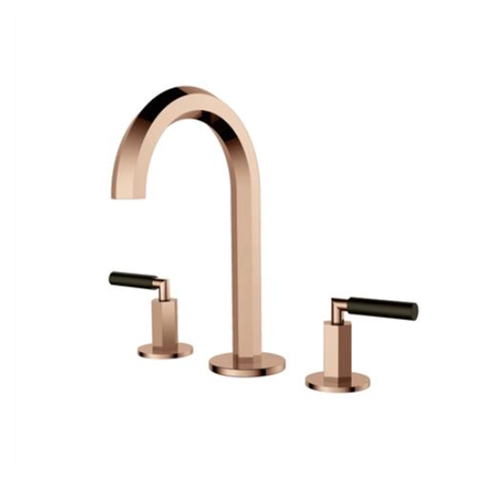 Robinet de lavabo or rose en laiton chic pour salle de bain rétro 3 trous