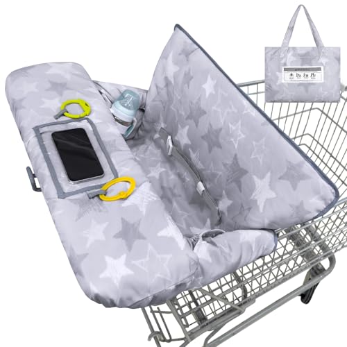 Image of Shopping Cart Cover for Baby Girl Grocery Cart Cover for Baby 2 in 1 High Chair Covers for Restaurant Cart Cover for Babies with Storage Bag Baby Shopping Cart Seat Covers Machine Washable