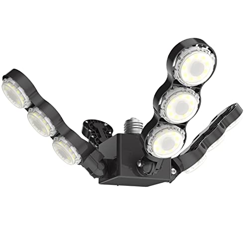 SANSI LED Garage Bay Light, 60W (480W Incandescent Equivalent) 6000lm Super Bright E26 LED Garage Ceiling Light with 4 Adjustable Panels, 5000K Daylight for Garage, Warehouse, Basement