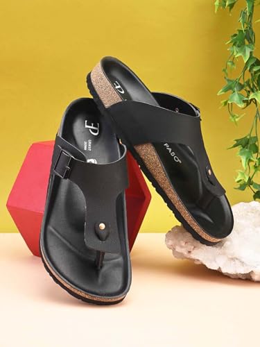 Image of EL PASO Men's Suede Leather Cushioned Cork Sole Sandal Slippers (Size 6 to 12)