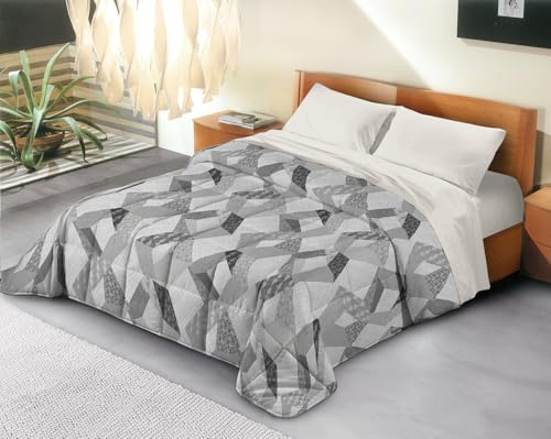 Banzaii Trapunta Matrimoniale 260x260 cm Invernale in Ecopiuma da 380 gr/mq calda e morbida – Piumone Invernale Anallergico e Traspirante – Prodotto in Italia –Miriam Grigio