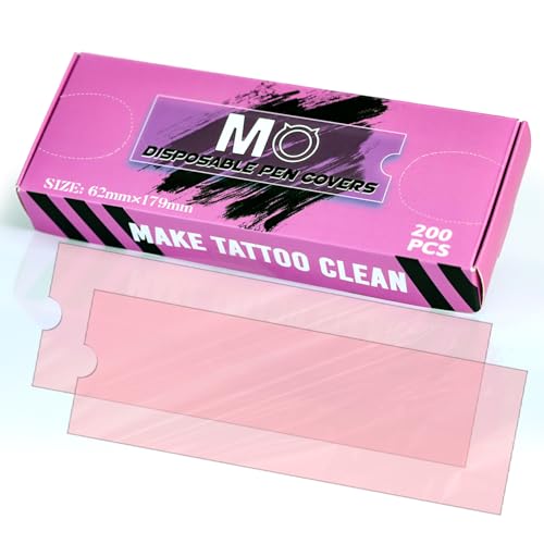 Tattoo Machine Covers 200pcs Tattoo Pen Covers 7 x 2.4inch Disposable Tattoo Pen Machine Bags Professional Tattoo Supplies and Accessories (PINK)