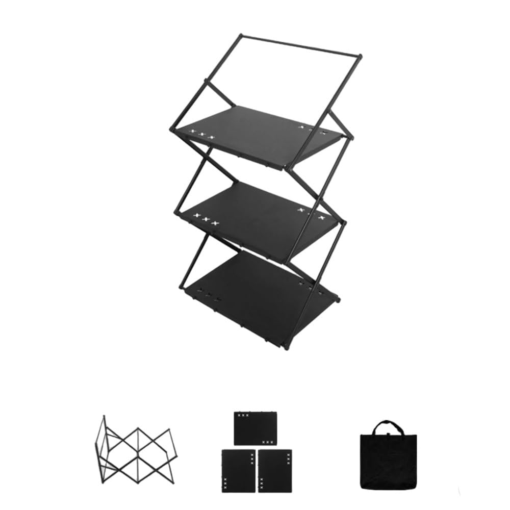 Étagère de camping pliable en aluminium à 3 niveaux pour pique-nique