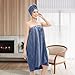 HJMJY Bath Wrap Towels for Women – Adjustable Spa Shower Wrap with Super Absorbent Microfiber, Quick-Dry Body & Hair Towel Set for Home, Hotel, Beach, Pool, Gym, Travel – Blue