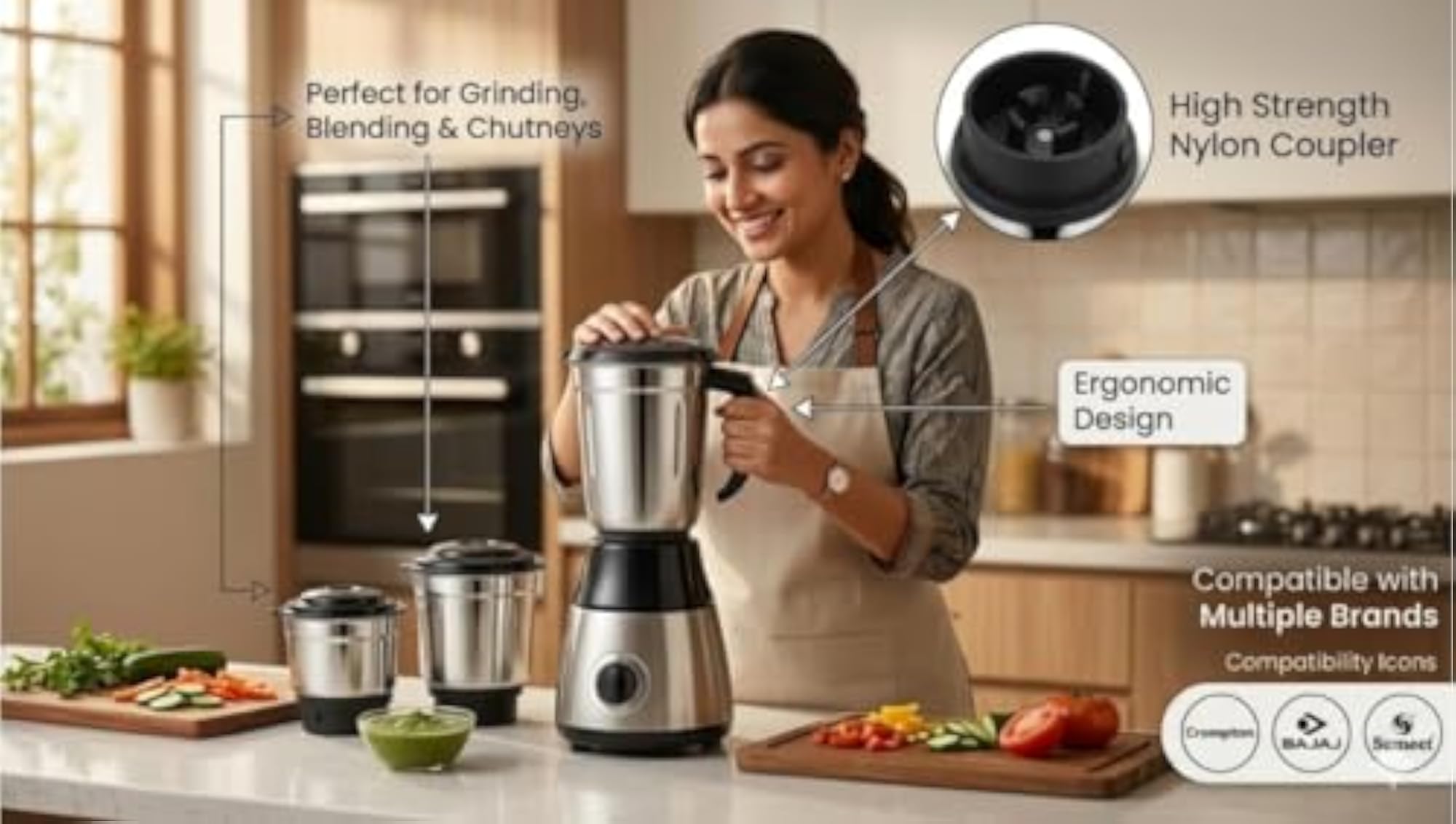 Mixer Grinder Jar Set with 3 Jars