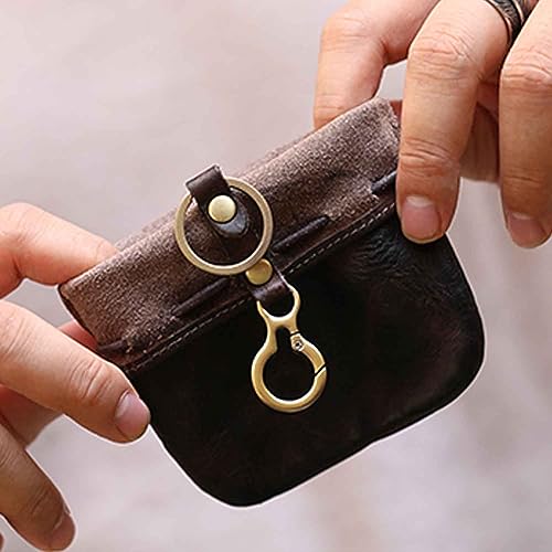 1Pcs Medieval Genuine Leather Drawstring Change Purse Key Ring Purse Coin Organizer Drawstring Gift Bag Jewelry Storage Bag Mini Multifunction Walle for Men & Women (Coffee)3