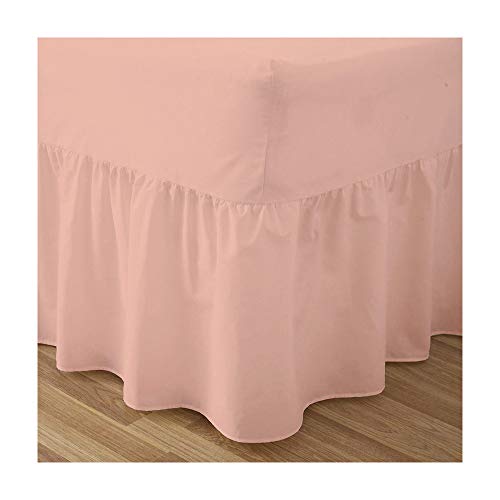 Fitted Valance Sheets Double Size Bed Sheets Dyed 9.5'' deep Plain Poly Cotton Bedding 11'' Frilly Drop, Peach