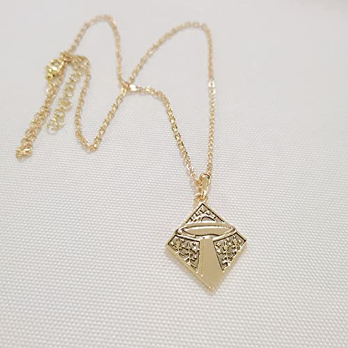 10K Gold Color Spacecraft UFO Pendant Necklace3