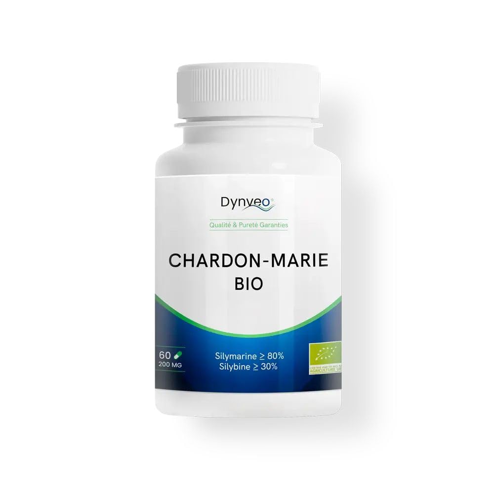 Chardon-Marie BIO - Foie, Digestion & Antioxydant - Silymarine 80% & Silybine 30% - 200 mg - Ultra-concentré Ratio 50:1 - Origine Européenne - 60 Gélules (1 Gélule/Jour = 2 Mois) - France - Dynveo