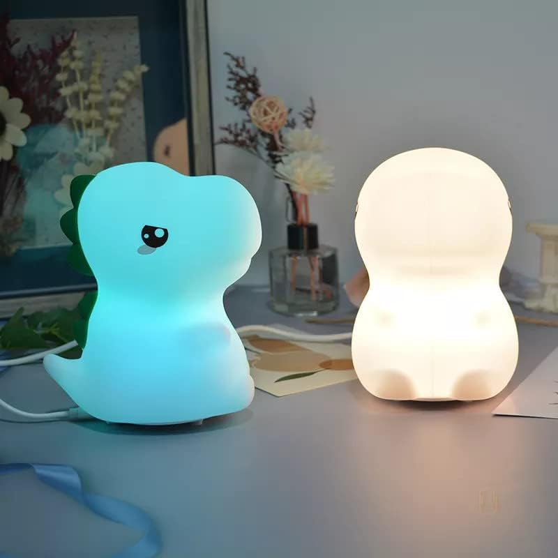 Æxalon Dinosaur Gifts for Boys, 7 Colour Changing Nursery Night Light Lamp, Soft Silicone Touch Night Lamp with Touch Mode, USB Rechargeable Dinosaur Night Lights for Kids Room (Dinosaur Remote)