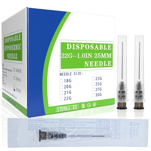 100Pack 22 Gauge 1 Inch Lab Needles Disposable Luer Lock supplies