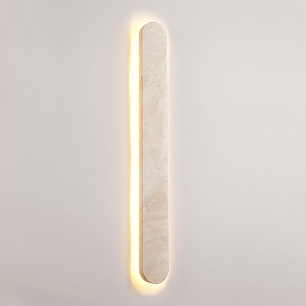 COSRUB Long Strip Travertine Wall Lamp, Ambient Side Lighting Linear Wall Lights Minimalist Full Spectrum 3CCT Selectable Wall Sconce for Hallway Stairs Entryway(Oval,60cm/23.62in)