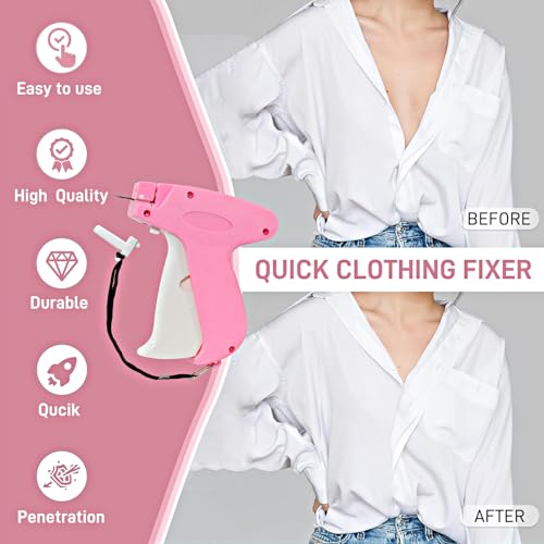 Image of 2026 New Stitch Gun for Clothes, Handheld Quick Clothing Fixer Sewing Kit with 1000 Black & 1000 White Fasteners, 6 Replacement Needles, Bright Pink