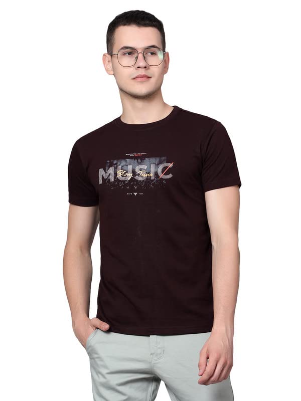 Men Maroon Cotton Blend Round Neck Half Sleeve Printed T-Shirt (P_MTSH00223_Wine)-image-22