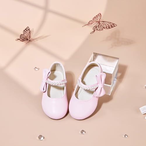 Image of PHIRAMIN Toddler Flower Girl Glitter Dress Shoes Little Girl Ballet Flats Bow Wedding Party