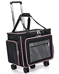 Amythe Rolling Teacher Tote Bag with 15.6" Laptop Compartment, 5 Wheels Craft Cart Organizer with Detachable Trolley, Laptop Briefcase for Women for Office,Work,Travel, Black