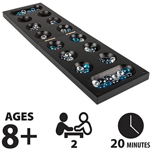Legacy Deluxe Mancala Classic Game With Folding Wooden Game Board And Colored Glass Stones, Family Game For Ages 8 And Up #TOP1