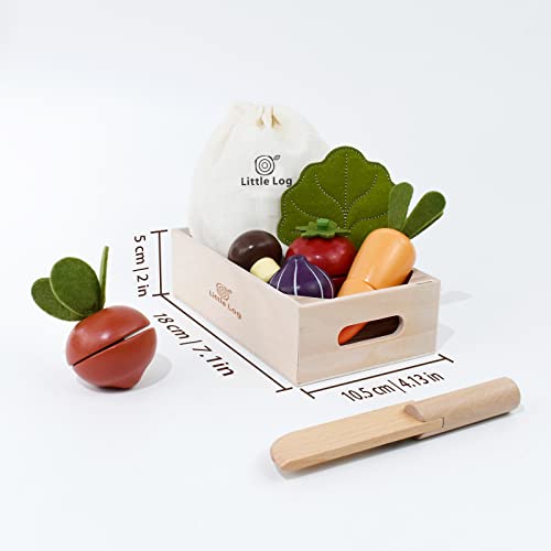 Little Log Holzspiel Lebensmittel Spielzeug-Schneidgemüse Kinder als Kochen Sie Set Kinder Küchenzubehör pädagogisches… – Bild 3