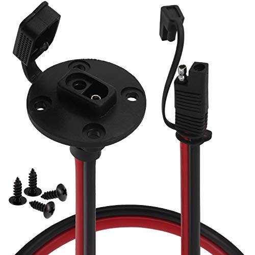 Yeebline 10 AWG SAE Cable Connector, SAE Socket Chassis Wire, 60cm SAE to SAE 2 Pin Quick Disconnect with Cap Power Automotive Panel Extension Cable for Solar Panels (SAE-SAE)