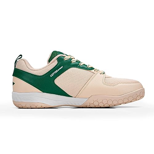 Image of Li-Ning Ultra Speed Non-Marking Badminton Shoe|Indoor Sports|Stability Heel, Prototypical Sole, Lightweight Shoe (Novelle Peach /Green,UK 10)