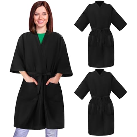 2 Black Salon Robes with Pockets Cover
