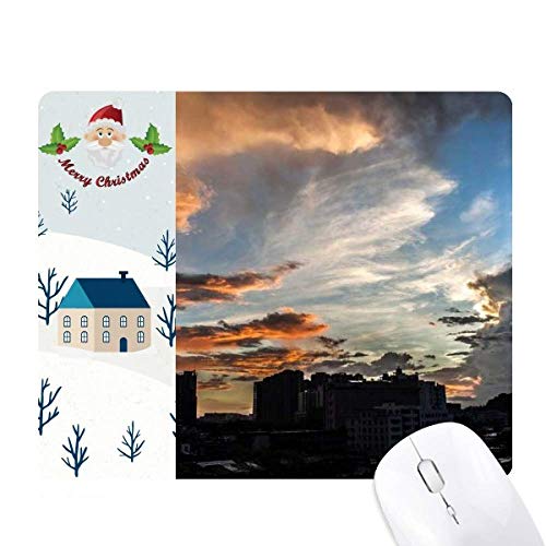 Tapis de souris orange sky et nuages crépuscule pour ordinateur de maison