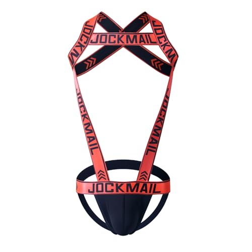 JOCKMAIL Mens Jock Strap Fitness One-piecs Avec Sangle D'épaule De Sport Bodysuit Pour Homme (Ornage,M)