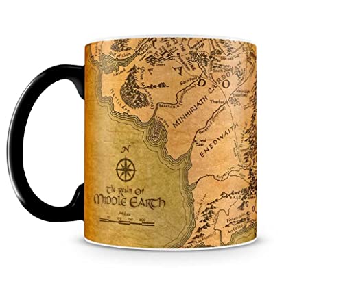 Caneca Mágica Senhor dos Anéis Mapa da Terra Média