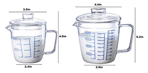 Vaso medidor de vidrio Borosilicato 250 ml con tapa miniatura 2