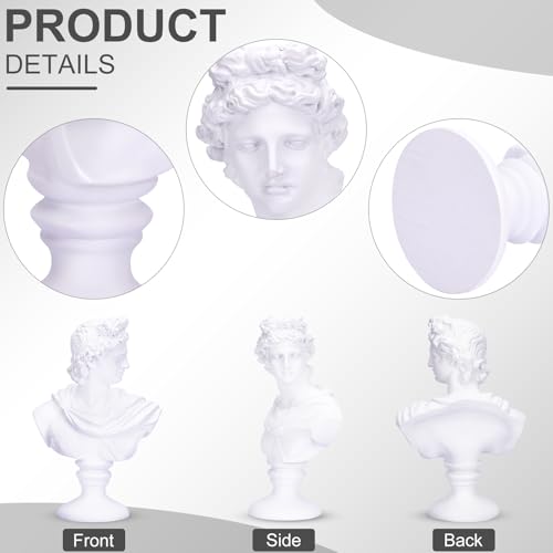Estatua busto de Apolo clásica 6 pulgadas blanca miniatura 3
