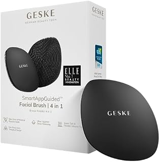 GESKE | Szczoteczka do twarzy SmartAppGuided 4 w 1 | Szczoteczka do twarzy | Miękka silikonowa szczoteczka | Profesjonalne oczyszczanie twarzy | Urządzenie do oczyszczania twarzy | Oczyszczanie skóry