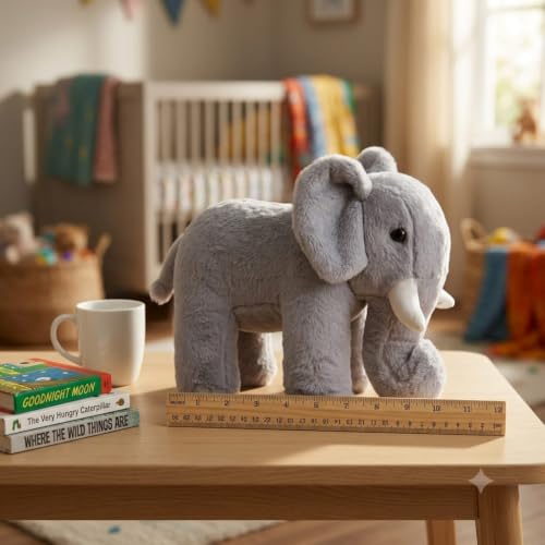 Image of Grey Elephant Plush Soft Toy 30 cm | Ultra Soft Stuffed Elephant Teddy for Kids, Boys, Girls & Adults | Cute Cuddly Animal Plush Toy for Birthday Gift, Baby Shower & Room Decor