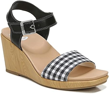 Dr. Scholl's Shoes Women's Glimmer Wedge Sandal, Black Gingham, 9 | Image 3