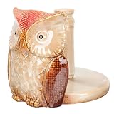 Hemobllo Rollenpapierhalter Keramik Eulenform mit Anti Kipp Funktion und Vintage Design für Bad und Wohnzimmer Tischdekoration Rot