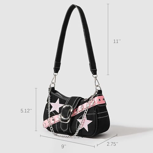 Cute Y2k Purse, Hand Bag Star Pattern Y2k Accessories Punk Style for Women Vintage Shoulder Bags3