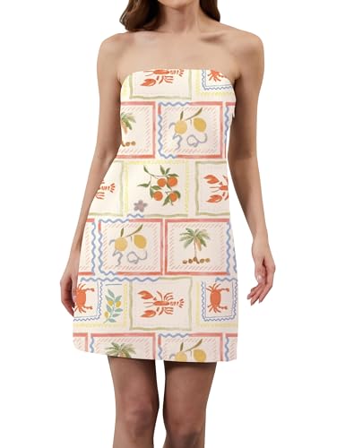 Image of Women Strapless Mini Tube Shell Dress Sexy Bodycon Spaghetti Strap Mini Dresses Going Out Short Party Club Dress