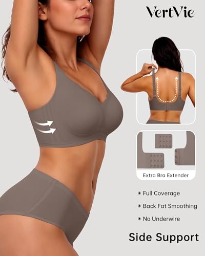 Image of Vertvie Women Seamless Jelly Bras No Underwire Supportive Wireless Push Up Full Coverage Bralette Comfy Scalloped T-Shirt Bra (Grey,Large)