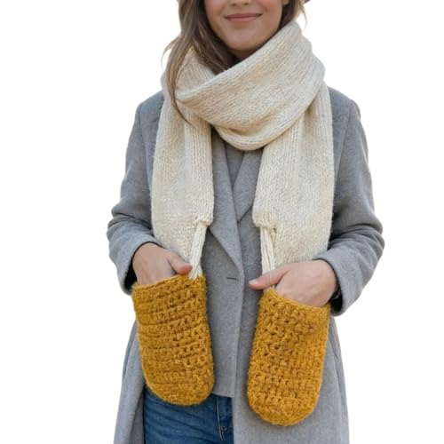 Bufanda Con Bolsillos Para Mujer - Bufanda Con Bolsillos Para Manos, Calentador De En Tema De Queso | Diseño Distintivo, Invierno De Cuello Largo Para Chicas, Caminar Al Aire Libre,