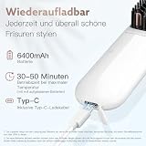 webeauty Glättbürste Kabellos, 200 Millionen Negative Ionen Glättungsbürste, Wiederaufladbare Haarglätter Bürste, Tragbare Mini Glättbürste mit Typ C Ladekabel für Reise, Weiß