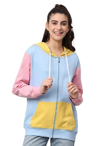 Full Sleeve Printed Women Multicolor Hooded Sweatshirt