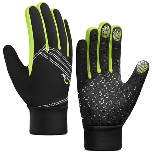 AOTOW Winter Warm Kids Cycling Gloves - Cold Weather Touchscreen Glove for Childrens Riding Bike and Football Grip Anti-Slip Outdoor Ski Sports Gloves...