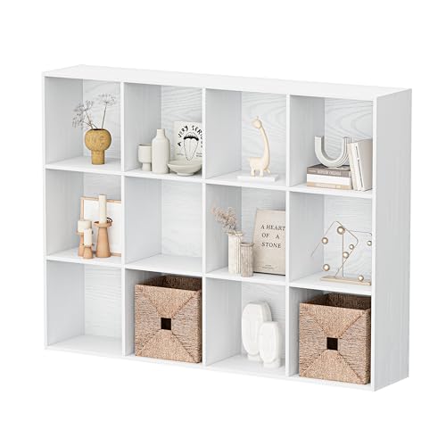 Jpiziso Bibliothèque Meuble de Rangement 12 Cubes, Étagère sur Pied, Bibliothèque Cubique en Bois, Moderne Armoire de Rangement, Présentoir pour Chambre, Salon,...
