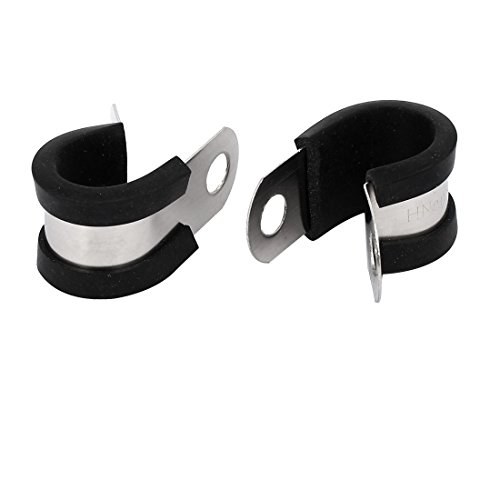 Aexit 16mm Dia Clamps EPDM Rubber Lined P Clips Water Pipe Tube Clamps Strap Clamps Holder 2pcs